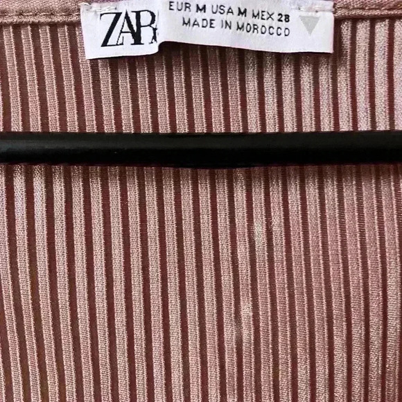 Zara Woman's Cropped Pleated Long Sleeve Top Pink Mauve - Picture 7 of 8